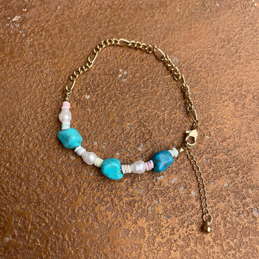 Turquoise beaded anklet